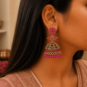 Kundan Earrings Pink